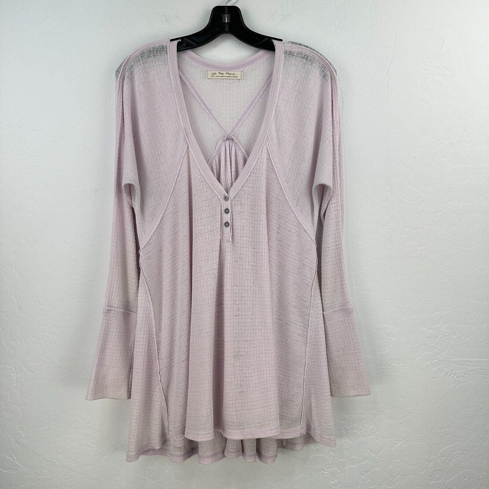 We‎ The Free Citrine Thermal Top Womens Small Purple Long Sleeve V-Neck Tunic